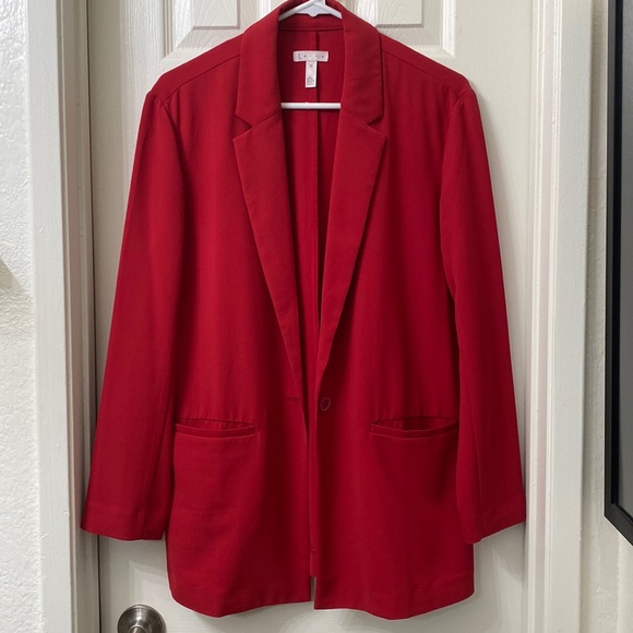 •Leith• Oversized Lightweight Red Boyfriend Blazer - Picture 4 of 13